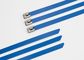 Blauer Farbepoxy-kleber beschichteter Edelstahl-Kabelbinder-Selbst, der Zipbindungen zuschließt fournisseur